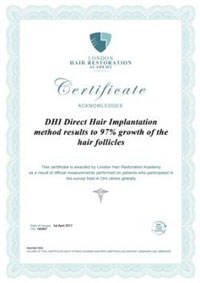 DHI method 97% growth for hair follicles